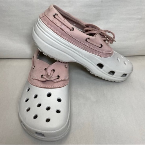 Rare Crocs islander pink leather mens 5 womens 7 unisex - Picture 5 of 7